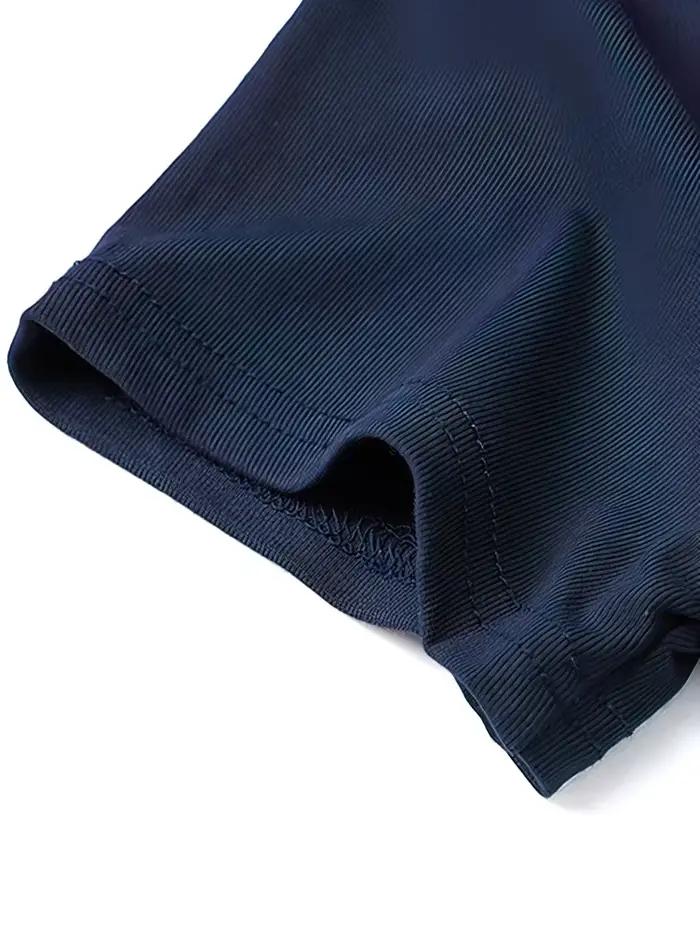 Bleu marine épaules dénudées à manches courtes t-shirt femmes coupe ajustée corps haut d'été femme Sexy t-shirts de base coréen Chic
