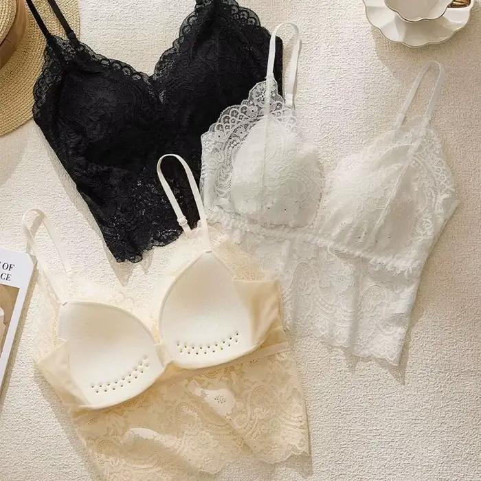 Débardeur court en dentelle française sans couture