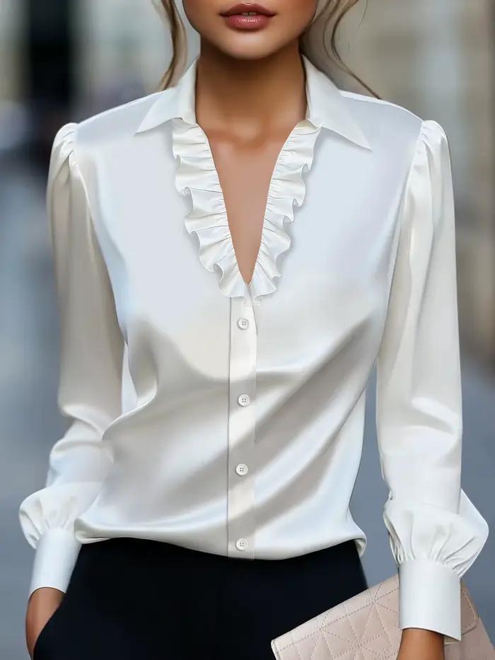 Blouse en satin Zameatuo élégante et sophistiquée pour femmes occasions formelles春夏秋冬季女士时尚丝质衬衫正式场合