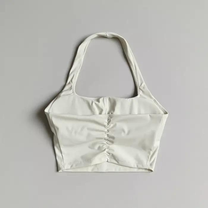 Débardeur de yoga à col halter avec coussinets de poitrine pour femme