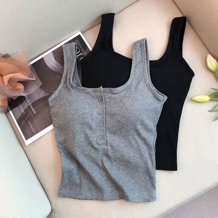 Haut court femmes Sexy hauts sans manche mode femme sous-vêtements dame Camisole fille basique T-shirt gilet Lingerie soutiens-gorge bustiers chaud