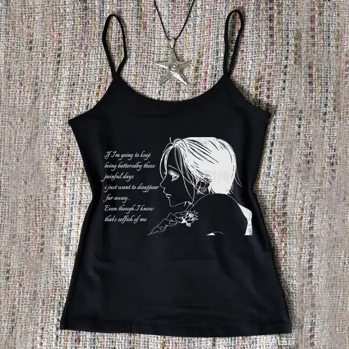 Haut sexy pour femmes, vêtements gothiques, hauts Y2K des années 2000 avec bretelles, chemisiers esthétiques pour femmes, vêtements vintage Harajuku