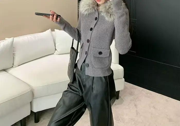 Pull tricoté gris pour femmes