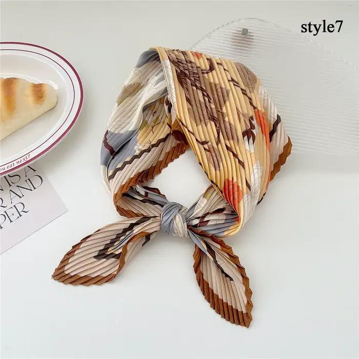 Foulard de tête plissé en coton mixte pour femme, polyvalent et élégant, idéal pour les occasions quotidiennes et spéciales, accessoire mode et chic ```
