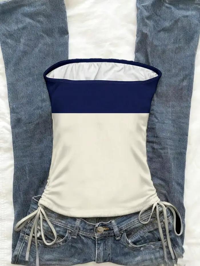 Crop top cintré à la taille avec cordon de serrage pour femme, imprimé sportif, bretelles fines, idéal pour l'été, occasions spéciales et style moderne
