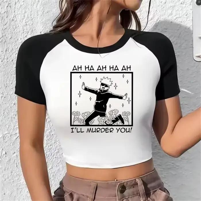 Crop Top Gojo Style Harajuku Y2K Pour Femmes Occasions Spéciales Univers Jujutsu Kaisen