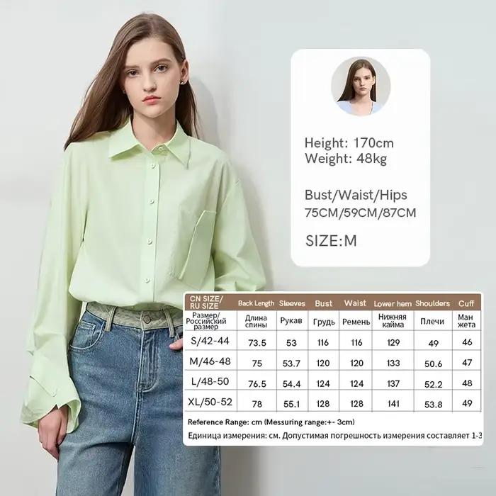 Amii minimaliste solide longue chemise pour femme 2025 automne ample simple boutonnage à manches longues coton confortable décontracté hauts 12511010