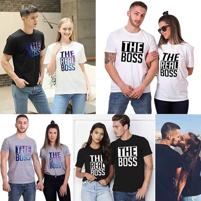 T-shirt The Boss & The Real Boss en coton et polyester pour hommes et femmes, élégant et confortable pour toutes les saisons