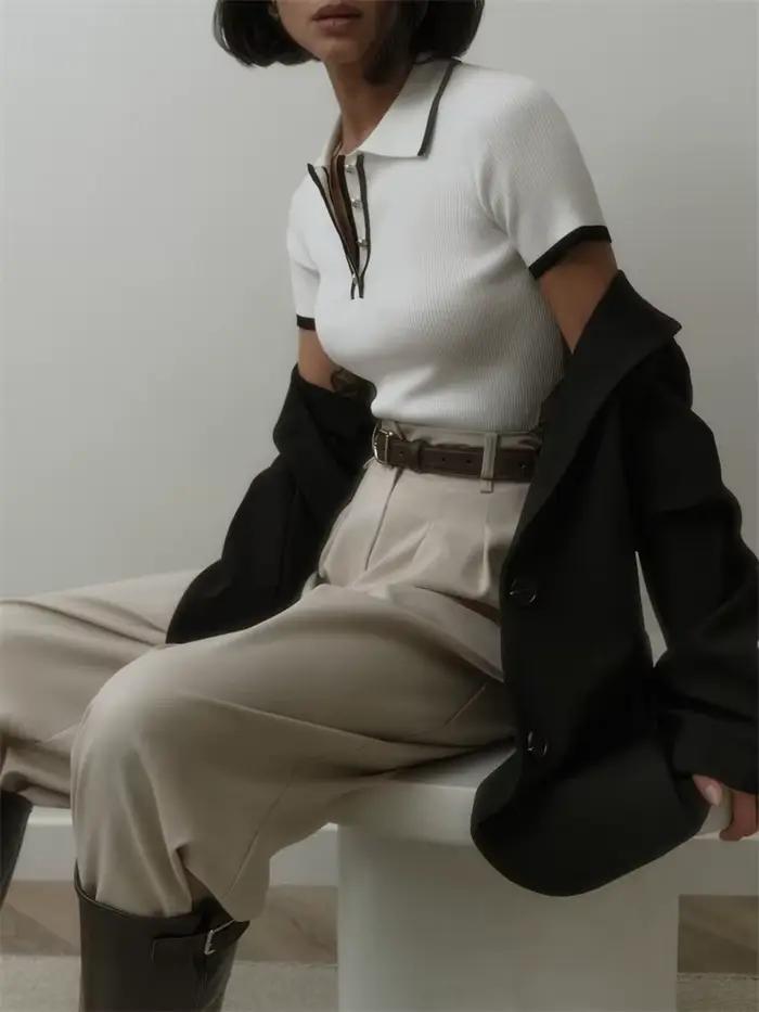 Tossy-Pull en Tricot à Manches Courtes pour Femme