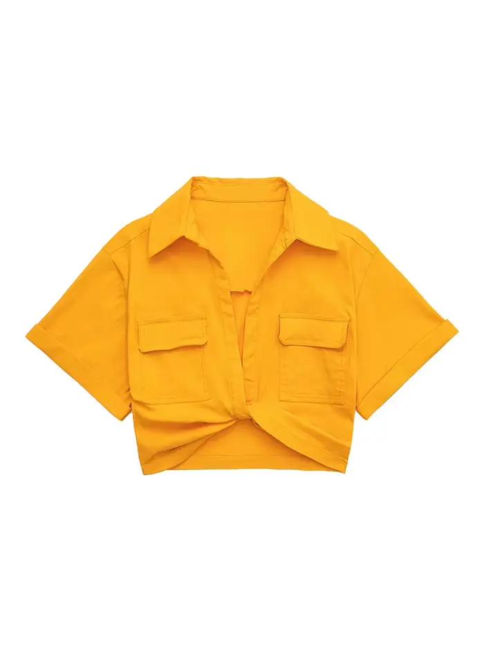 Chemisier smocké court Style Safari pour femmes