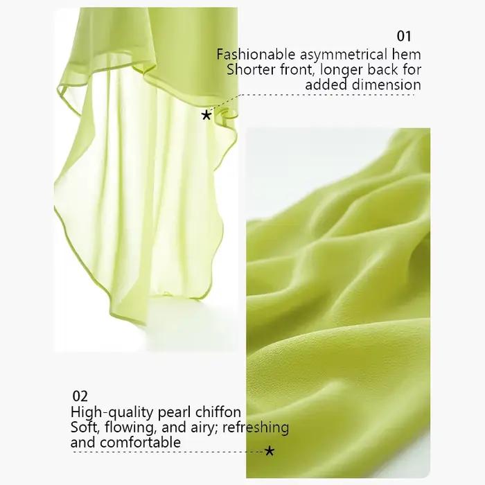 Amii Débardeur Femme Été 2026 Nouveau Modèle Sans Bretelles Double Couche Mousseline Cami Décontracté Fluide Asymétrique Sans Manches 12642154