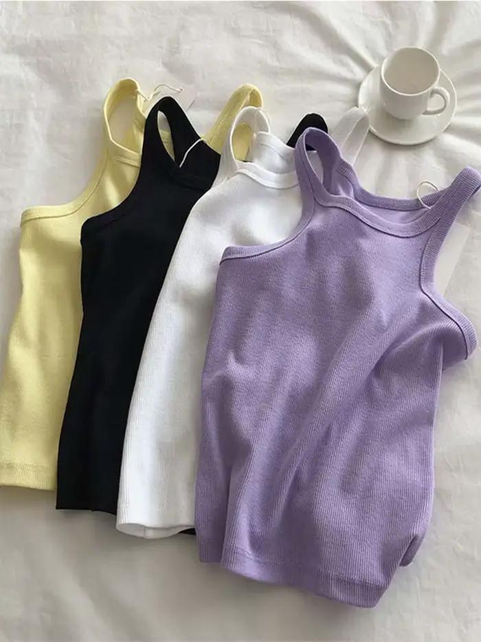 Débardeur sexy et moderne pour femmes, coton polyester, tricoté, élégant pour soirées et sorties, été 2025