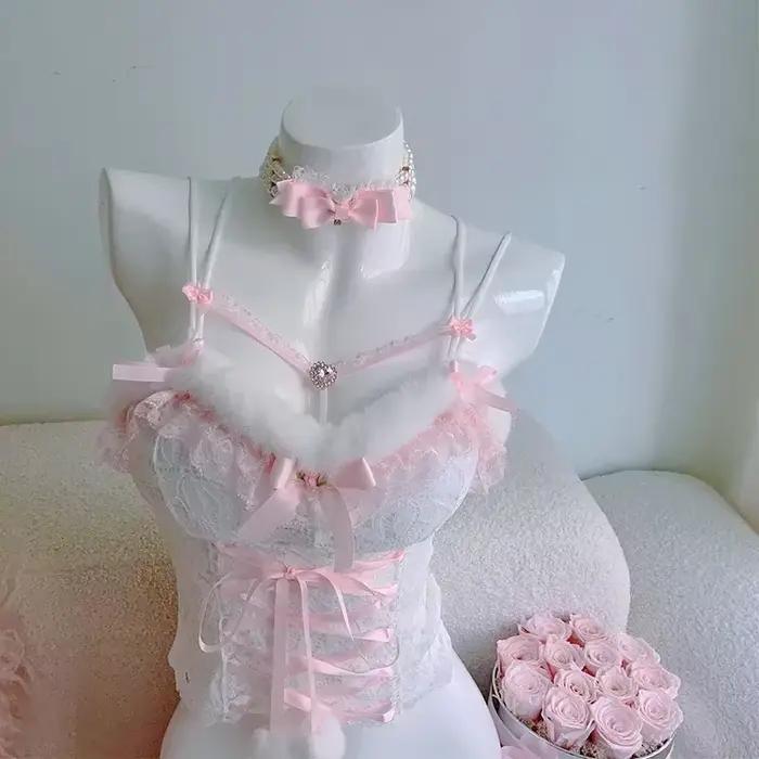 Haut Court Mignon en Dentelle pour Femme et Fille