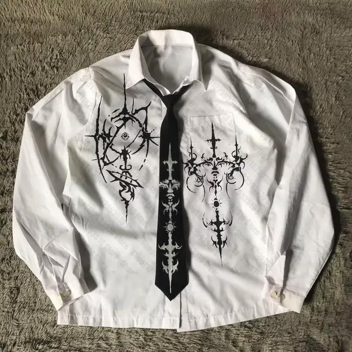 Chemisier femme Anime Vintage vêtements à manches longues mode mignon imprimé Y2k chemises et chemisiers Kawaii chemise