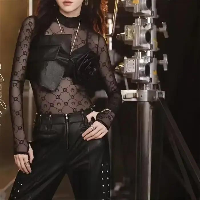 Chemisier transparent sexy Y2K pour femme