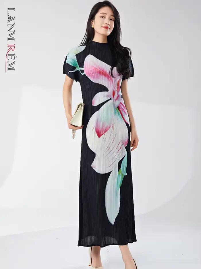 Robe LANMREM Tempérance Plissée en polyester haute élasticité pour femmes, décontractée et élégante, idéale pour printemps et été, occasions spéciales et quotidienne