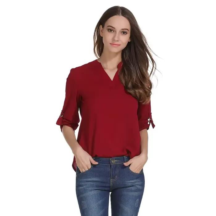 Chemisier HELABES en mousseline de soie pour femmes grandes tailles 5XL élégant bureau mode professionnel occasionnels