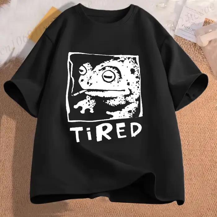 T-shirt graphique amusant rétro avec motif grenouille