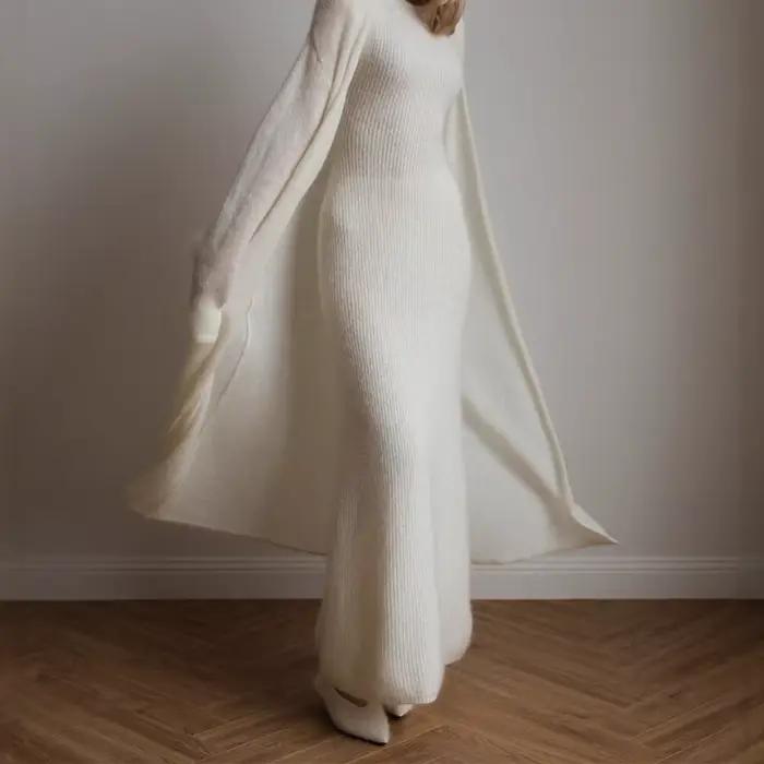 Ensemble de robe Cardigan tricoté sans manches
