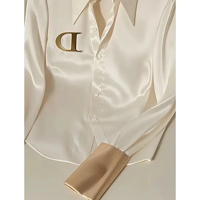2024 chemise blanche femme Design Sense printemps automne mode lettre à manches longues dessus