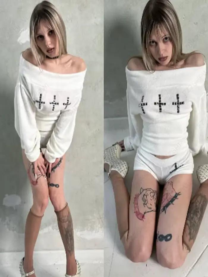 Goth – haut à manches longues et col bateau pour femmes