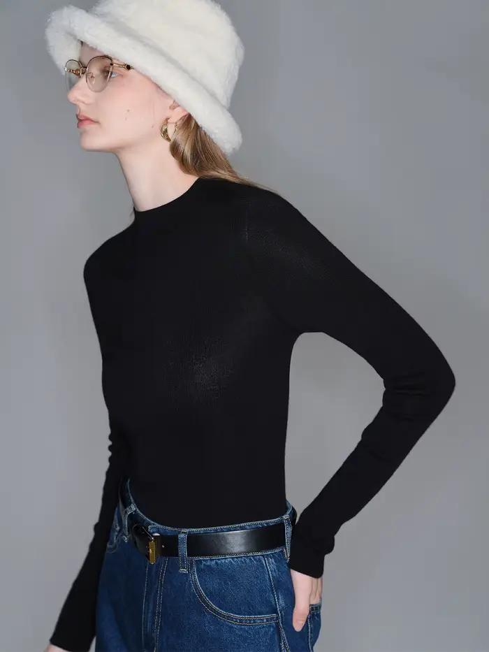 ZIQIAO pull en laine pour femmes automne et hiver nouveau 18 aiguilles nu sans couture tricoté fond T-shirt 25ZQ93002 + 25ZQ93035