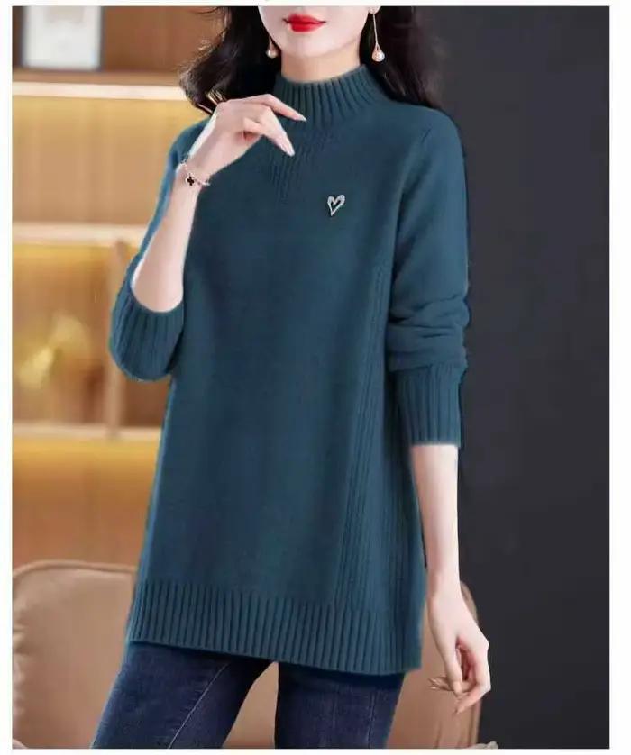 Pull femme nouveau élégant col roulé chaud Pollovers Blouse tricot dames