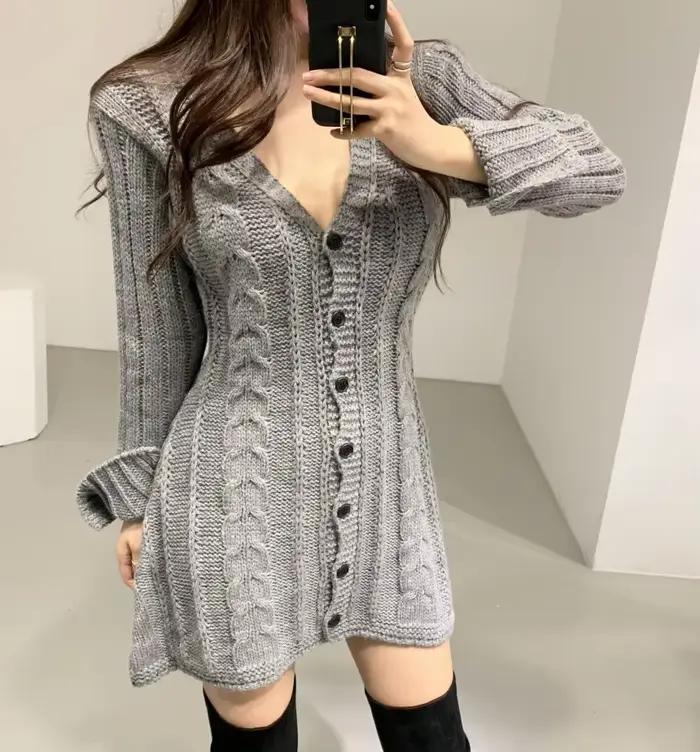 Robe pull pour femme, manches longues