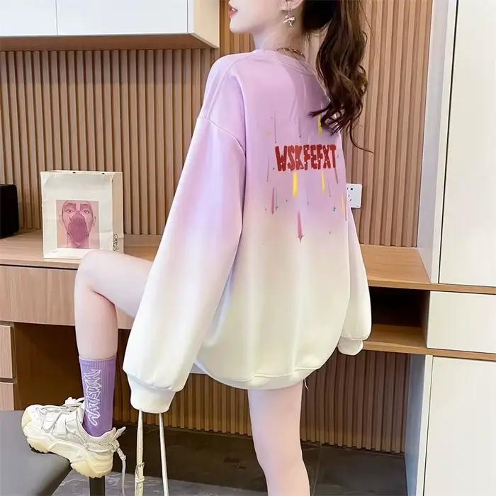 Tie Dye Femmes Sweatshirts Baggy Pas Cher 2000s Nouveauté Designer Vêtements coréens Mode Dégradé De Couleur Femme Pull Top Lâche