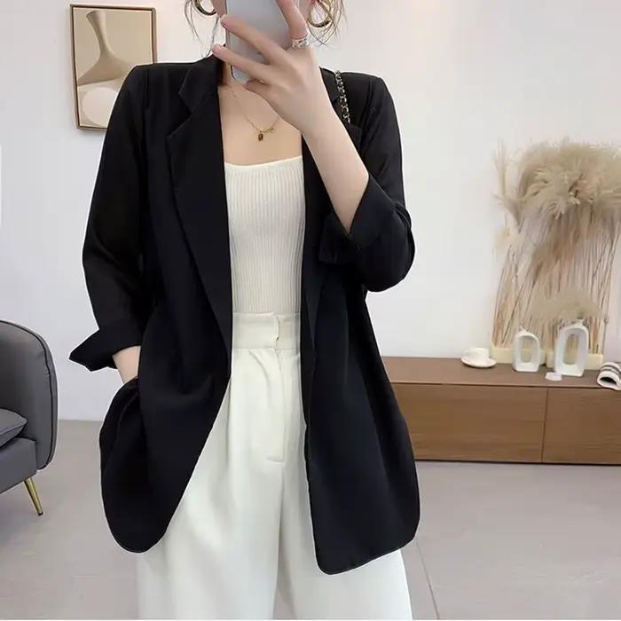 Blazer violet veste pour femmes tenues d'automne coréen longue tendance vêtements décontracté
