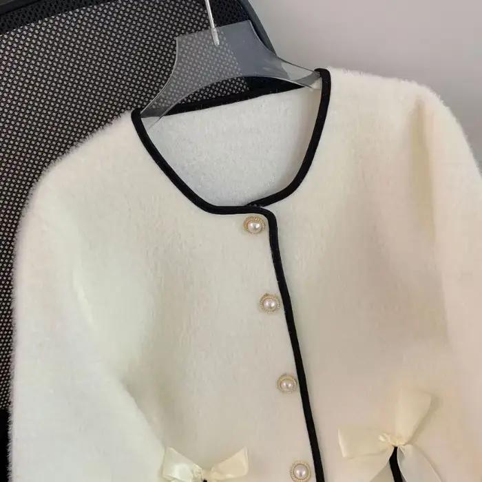 Cardigan à manches longues en vison pour femme