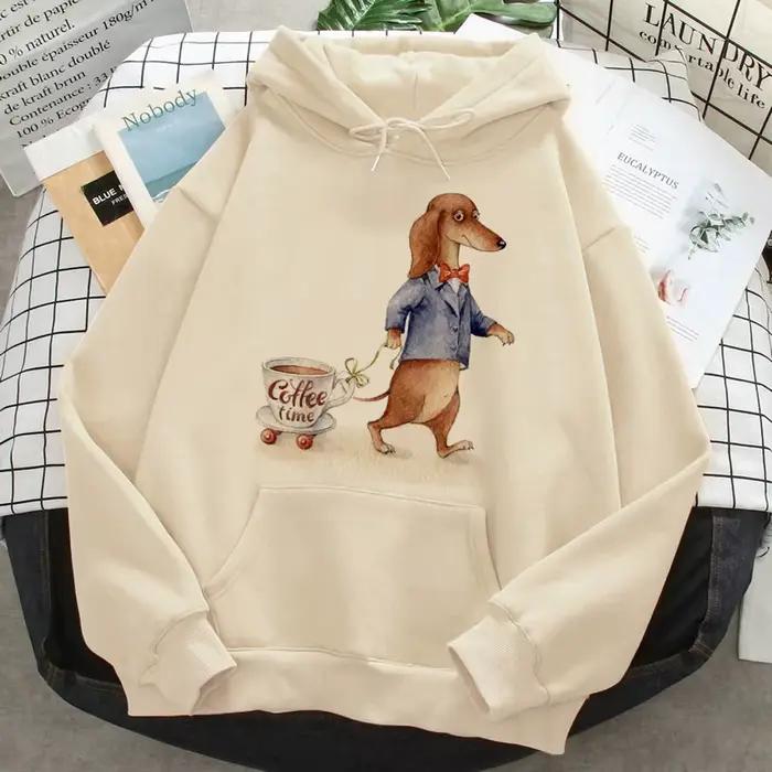Teckel sweat à capuche pour femme haut à manches longues années 90 anime