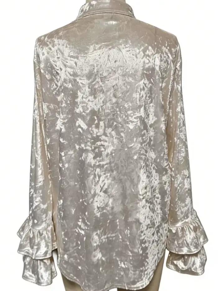 Chemisier Vintage en Velours Style Boho Chic Imprimé Floral et Léopard Pour Femmes Rendez-vous et Festivals