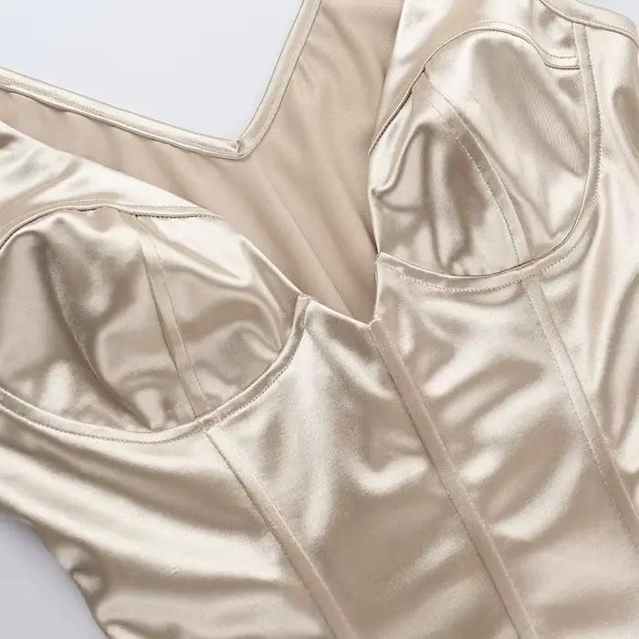 Débardeur Corset en Satin Champagne pour femmes