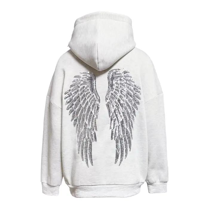 Sweat-shirt à paillettes ailes d'ange pour femme