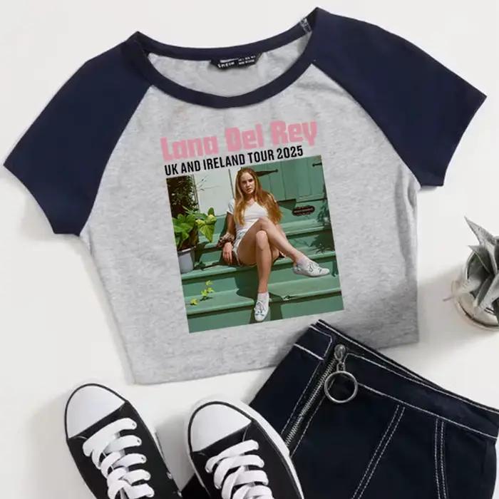 Lana Del Rey royaume-uni et irlande stade Tour 2025 culture hauts T-Shirt filles mode femmes col rond manches courtes