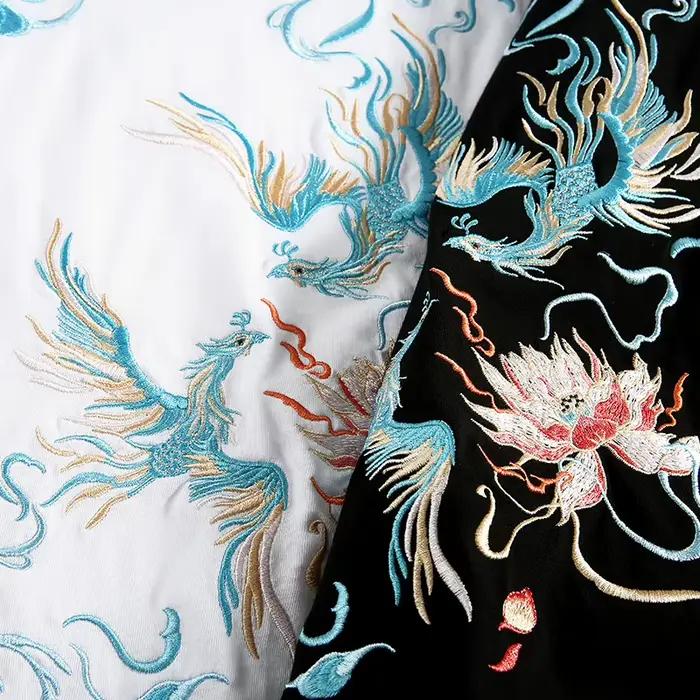 T-shirt homme en coton ample avec broderie phénix pour hommes jeunes et hipsters style chinois et streetwear pour occasions estivales et quotidiennes