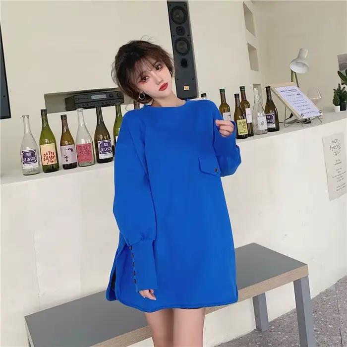 Coton blanc t-shirts 2025 vêtements plaine bleu femme hauts femmes