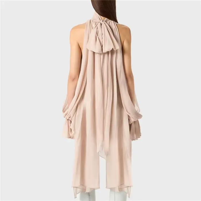 Haut en mousseline pour femme à col licou et dos noué