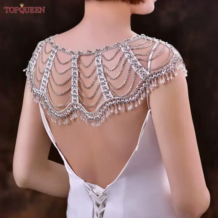 TOPQUEEN gland châle strass boléro femme veste fête robe de mariée enveloppes accessoires