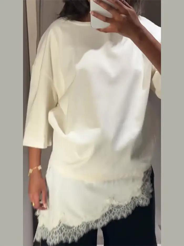 Chemise en Satin à manches évasées et col châle pour femme