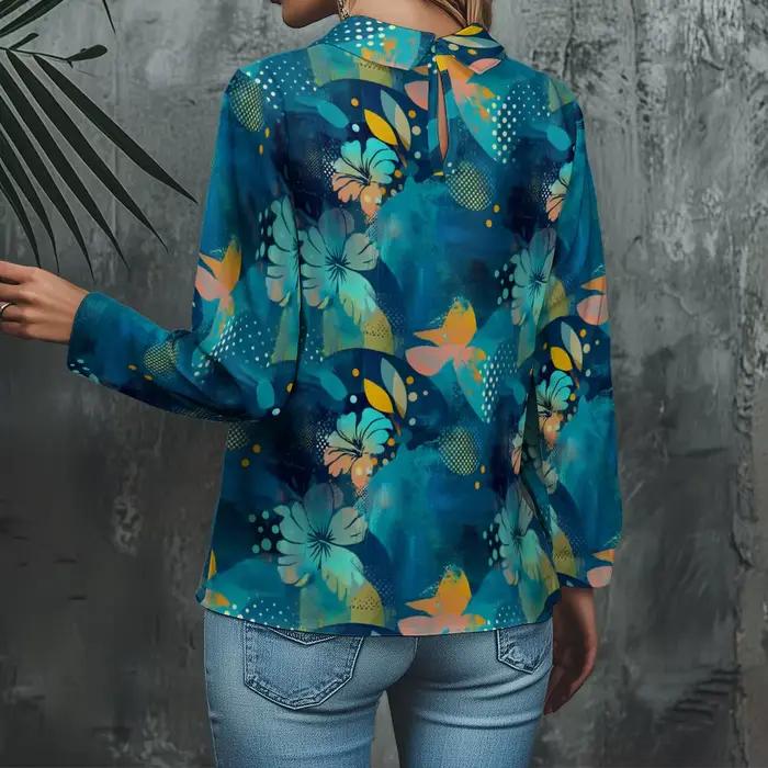 Chemise à manches 3/4 et col rabattu pour femme