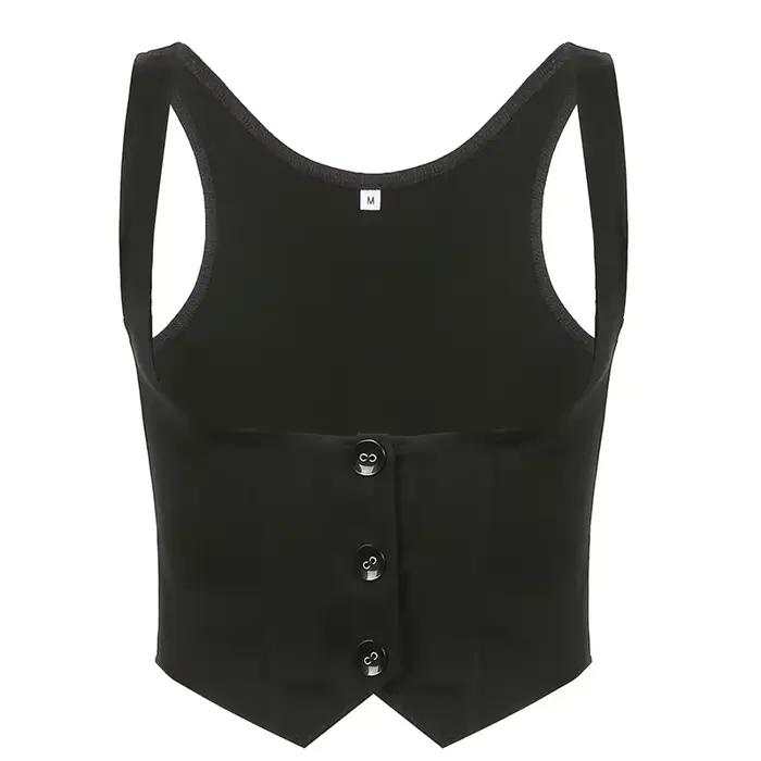 Haut corset croisé noir Vintage Academia pour femme