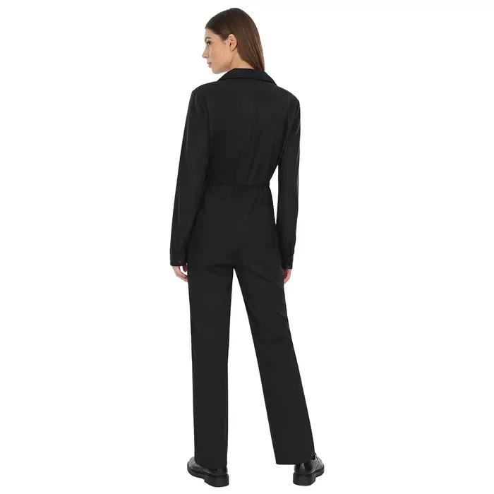 Combinaison de travail pour femmes élégante et décontractée col rabattu boutonnée polyester pour les vacances le travail le week end et les sorties