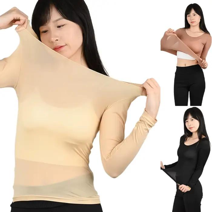Sous-vêtement thermique femme chemise automne hiver dames mince peau