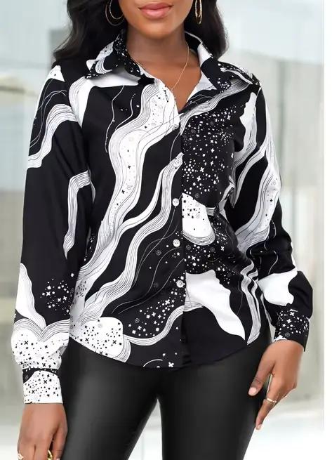 Chemise à manches longues boutonnée sur le devant pour femme