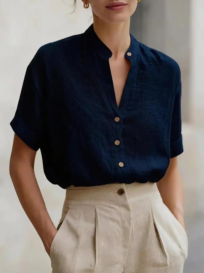 Chemise à manches courtes boutonnée pour femme