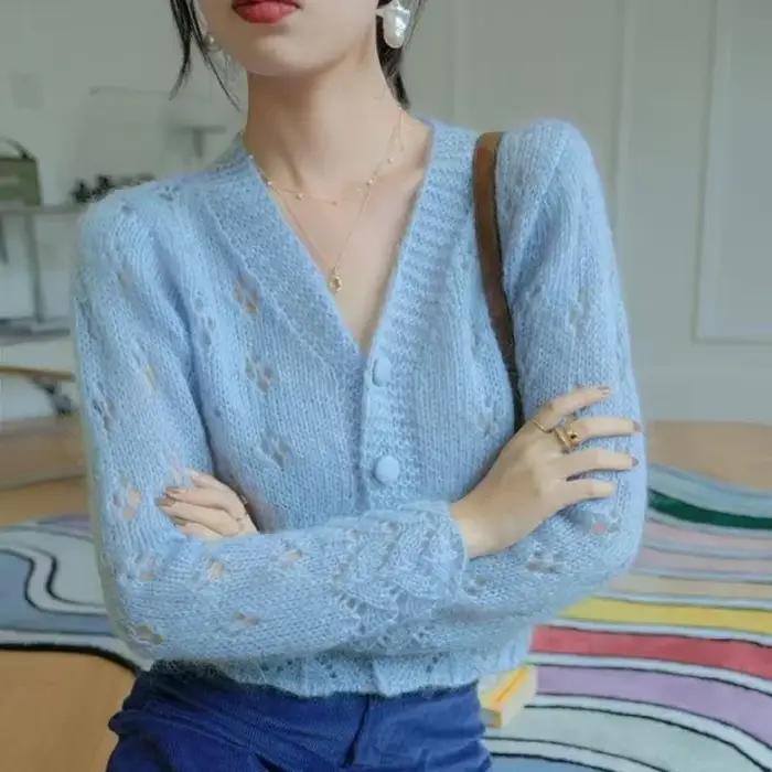 Pull court en maille pour femme