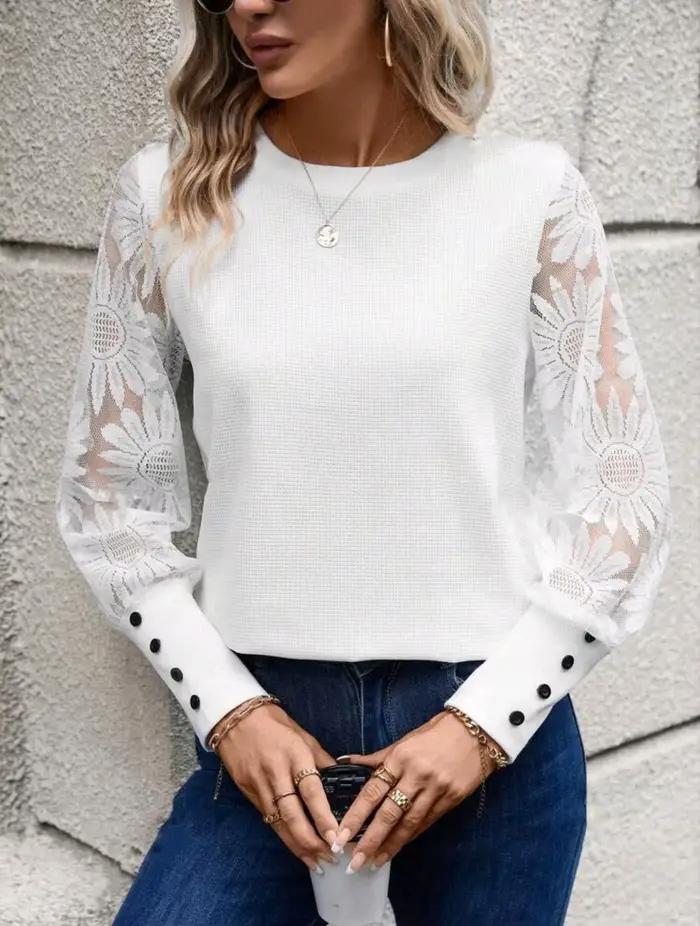 Haut en tricot gaufré Beige pour femme