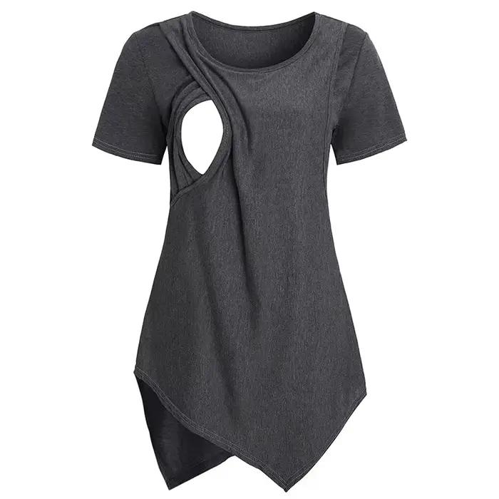 Femmes Blouse maternité décontracté doux hauts d'allaitement T-shirt été à manches courtes vêtements enceintes